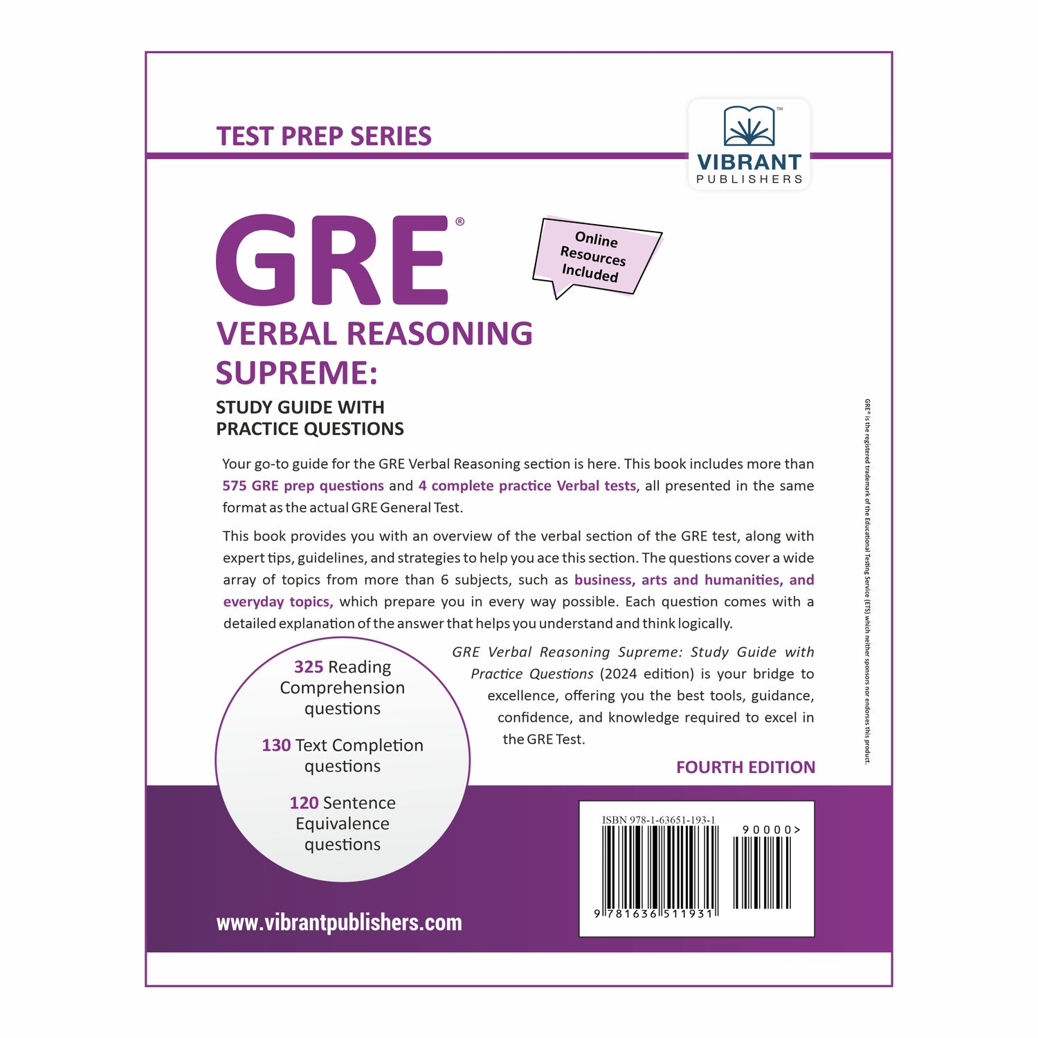 GRE Verbal Reasoning Supreme: Study Guide with Practice Questions